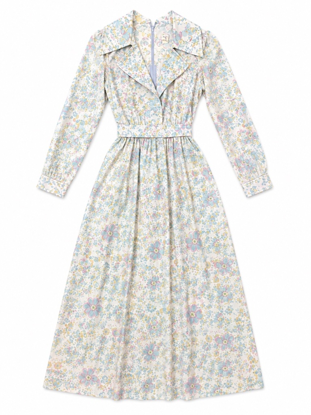 Vintage 70s Floral Maxi Dress ILGWU Union Made USA Prairie Cottagecore Small
